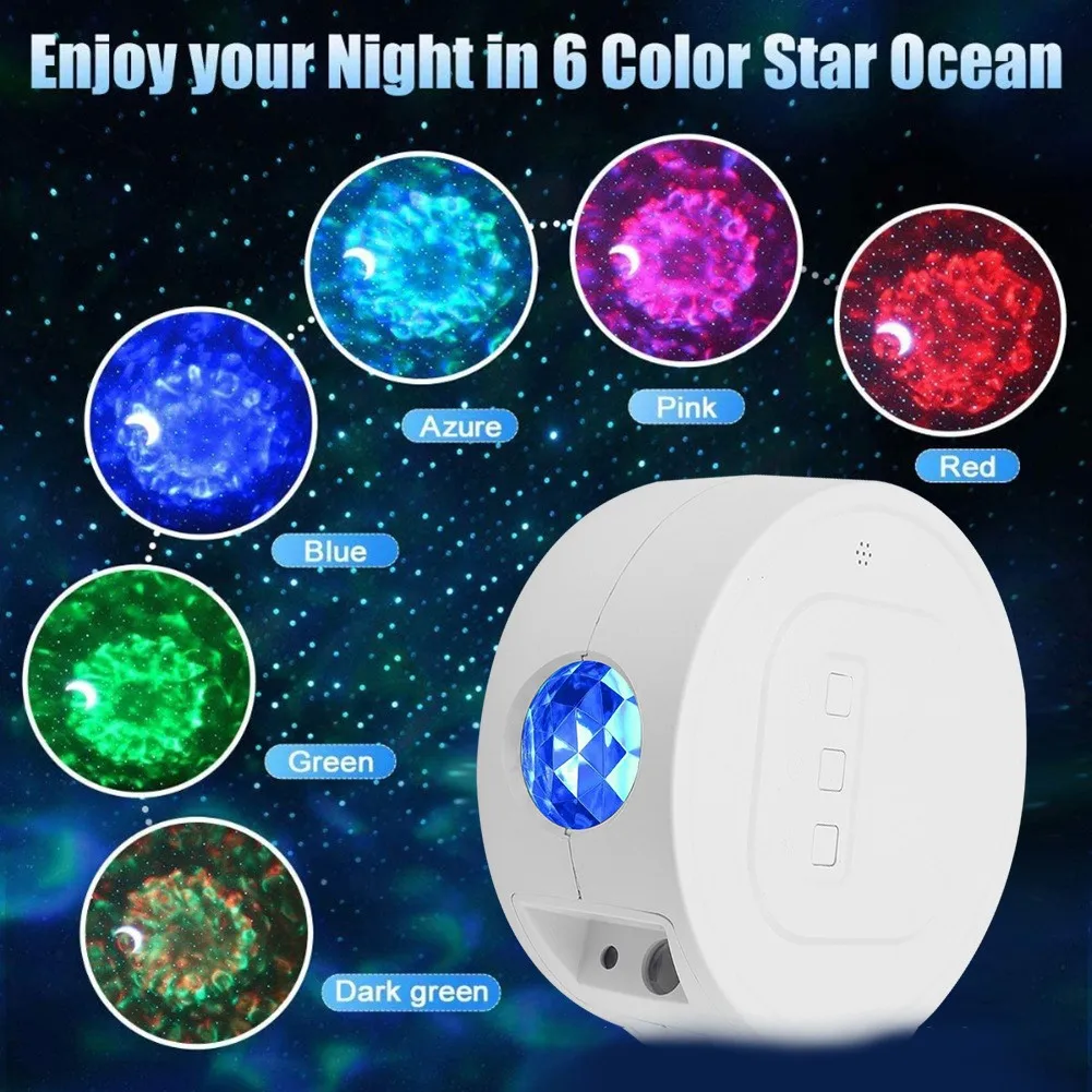 LED Starry Night Light  Wave Sky Starry Galaxy Home Decoration Lighting USB Rechargeable Romantic Laser Galaxy Projector Lamp