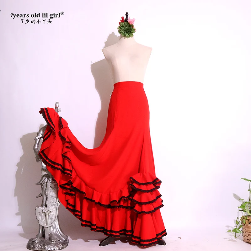 Falda de Flamenco con volantes multicapa, ropa de baile, DTT58