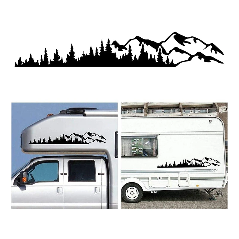 NEW-RV Motorhome Side Body Window Bumper Sticker Large Mountain Tree Decal Sticker Decoration for Car RV Truck