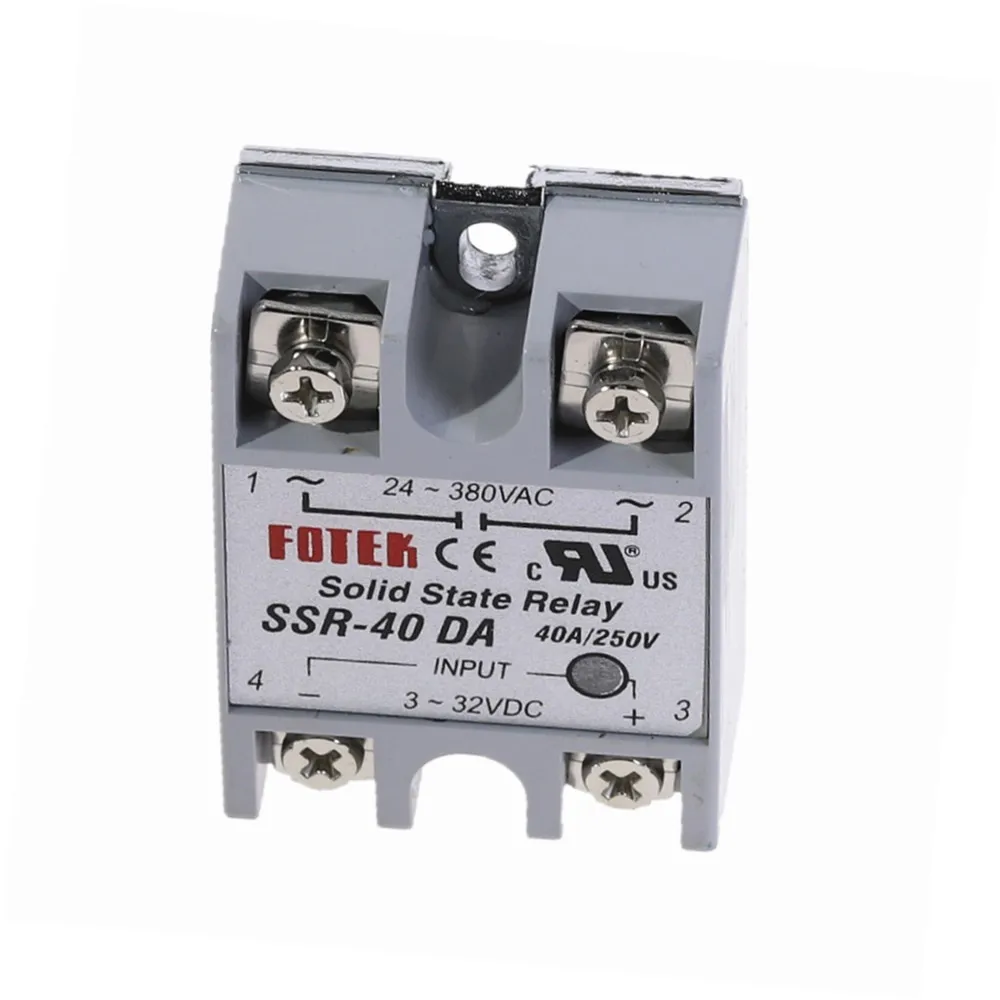 1pcs SSR-40DA 40A Solid State Relay Module 3-32V DC Input 24-380VAC