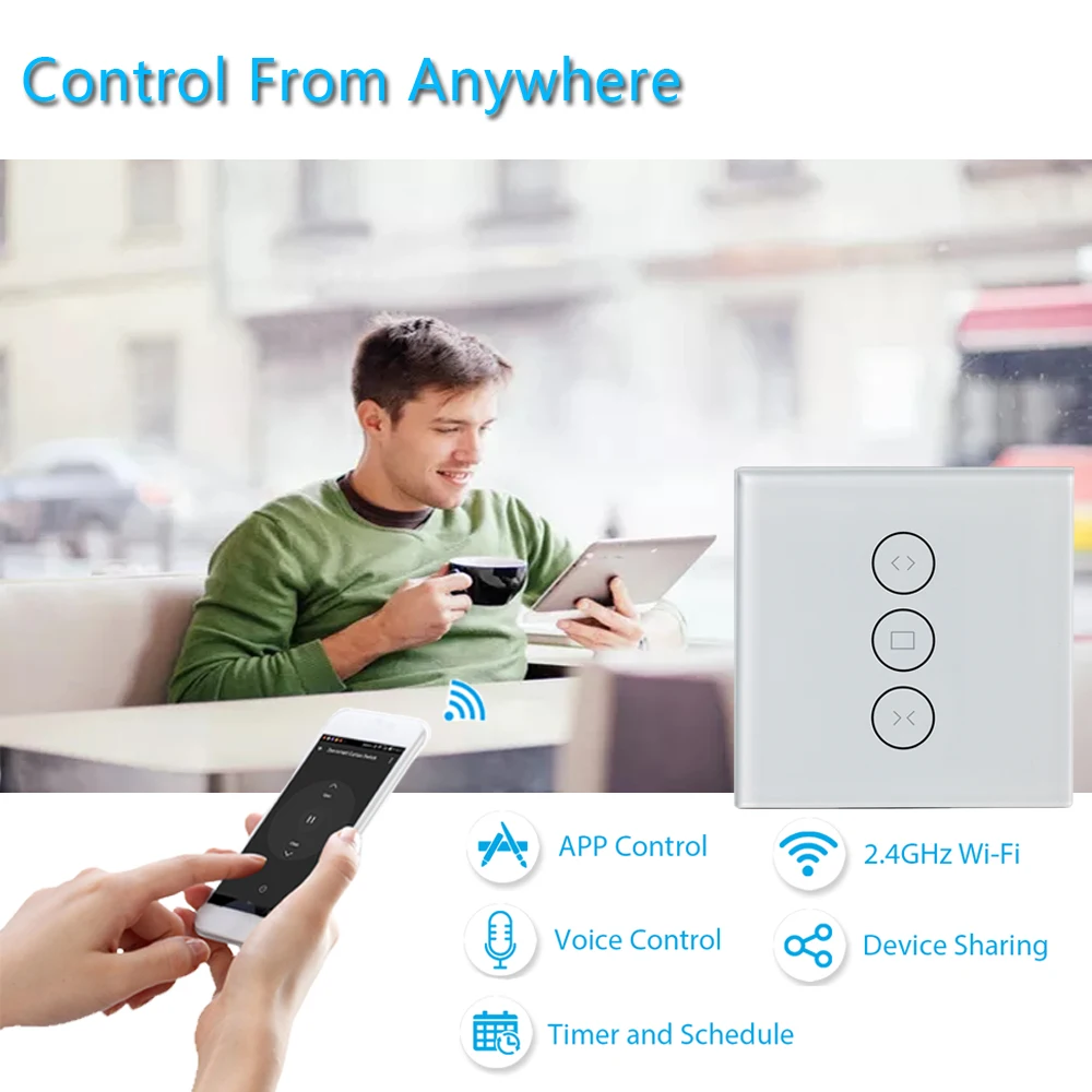 WiFi الذكية الموقت الزجاج الجدار اللمس الستار التبديل تحكم عن الأسطوانة مصراع المحرك الكهربائي تويا الحياة الذكية جوجل المنزل اليكسا