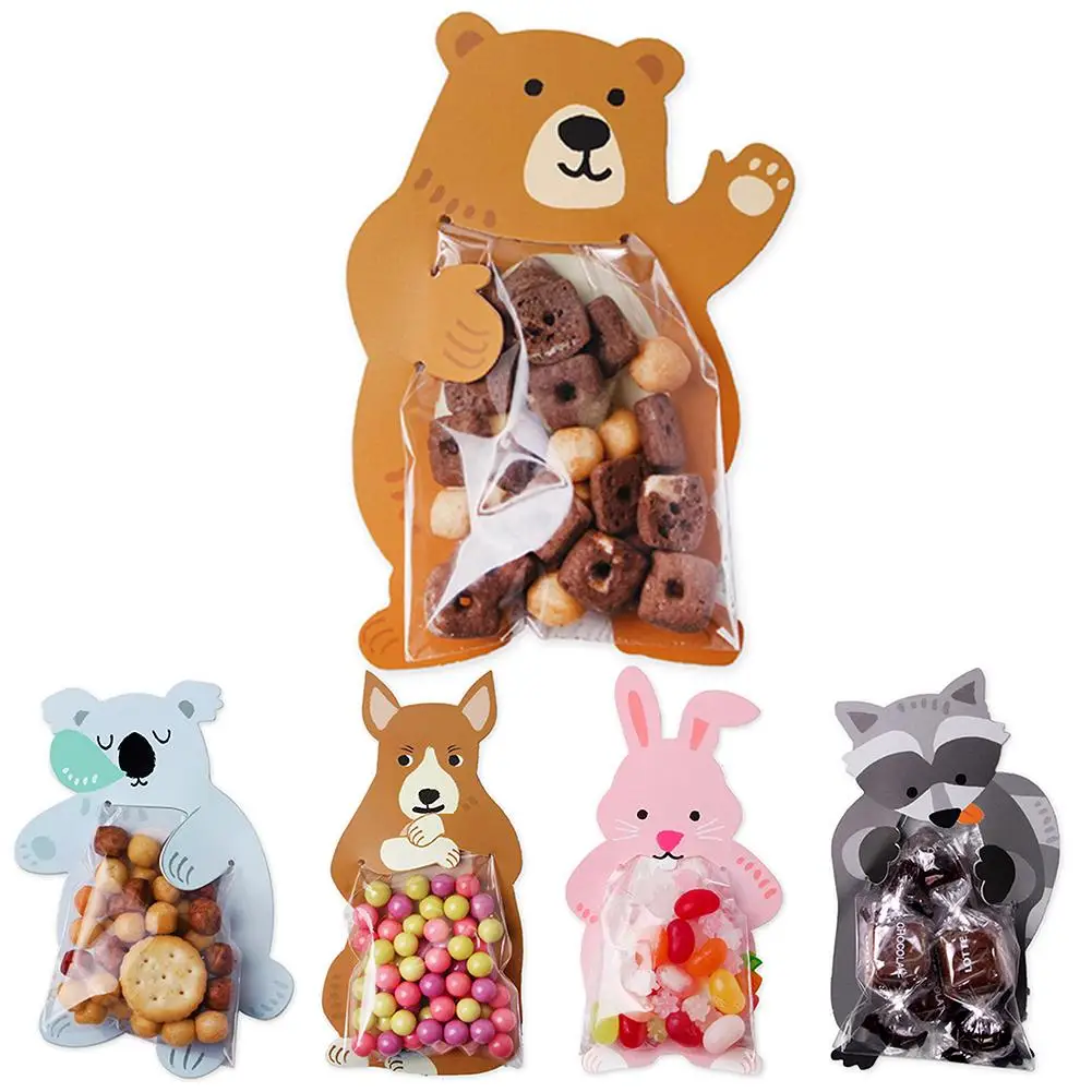 10pcs/lot Cute Animal Cookie Bags Gift Box For Candy Biscuits Snack Baking Gift Bag Birthday Party Wedding Decoration