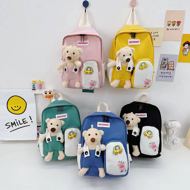 Cartoon Bear Canvas School Bags Children Backpacks Kindergarten Animal Kids Backpack Children School Backpack for Girls Boys Bag