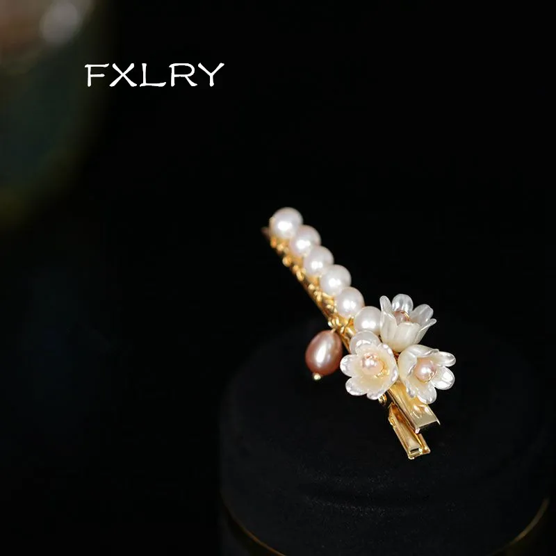 

FXLRY Elegant Handmade Natural French Vintage Lily-of-the-valley Flower Hairpin Headdress Side Clip Bangs Clip Hair Ornament