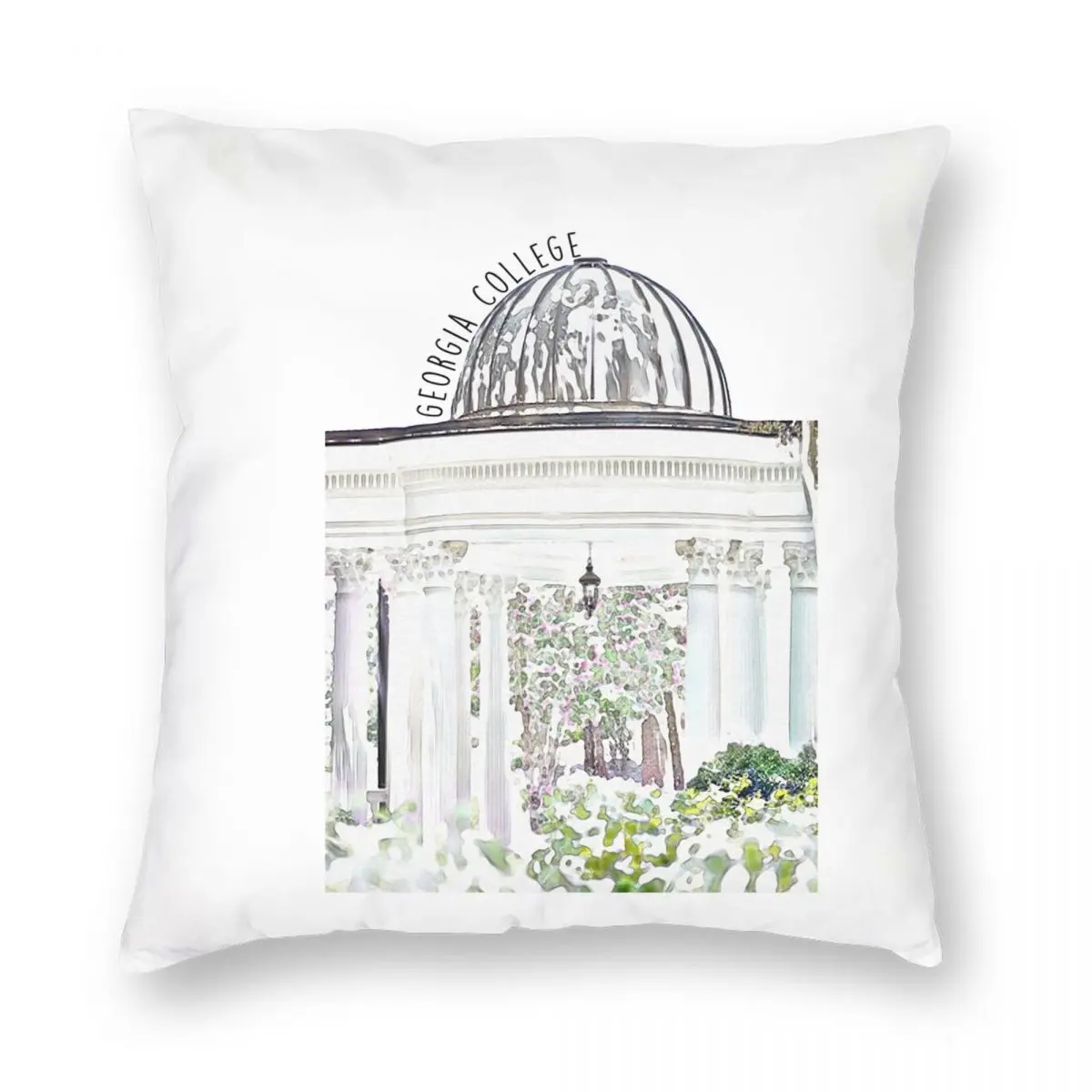 Georgia College Square Pillowcase Polyester Linen Velvet Pattern Zip Decor Home Cushion Cover