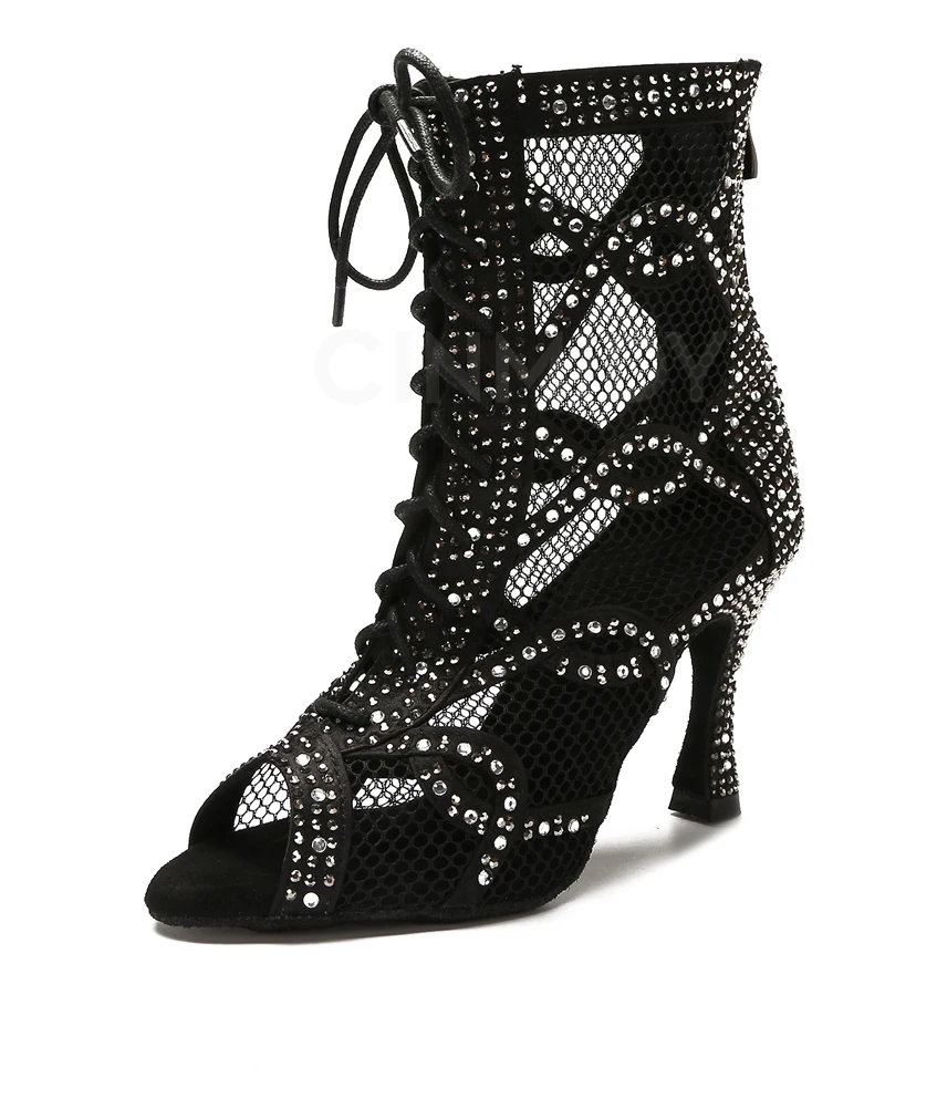 CINMIDY Tanzstiefel Bauchtanz-/Pole-Dance-Schuhe Damen Latein-Tanzschuhe Atmungsaktive Mesh-High-Heels Ballsaal-Tanzschuhe – Detail 20