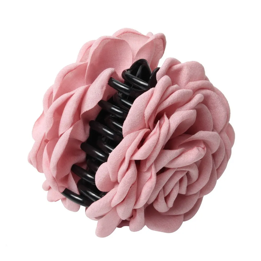 Pinzas en forma de garra para el pelo con forma de rosa de tela para mujeres y niñas, pasador, pinzas para el pelo de plástico, accesorios para el