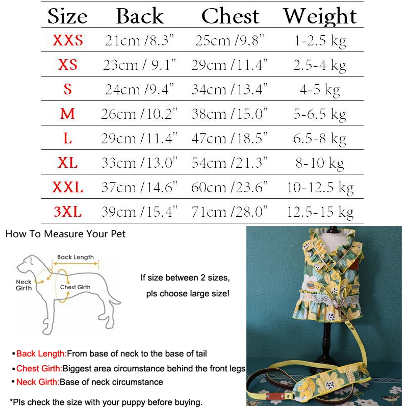 Dog Dress Harness Leash Set for Small Medium Dogs Cat Walking Summer Floral Print Luxury Design Puppy Short Dress with Pearl Bow