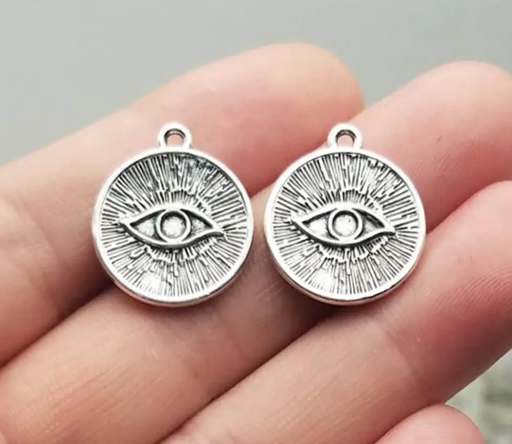 20pcs/lot--20x17mm,eye chams, Antique silver plated round Eye charms,DIY supplies, Jewelry accessories