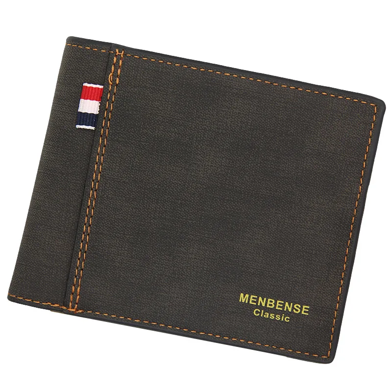 New frosted leather men's wallet short, large capacity, fashionable and retro Business Wallet