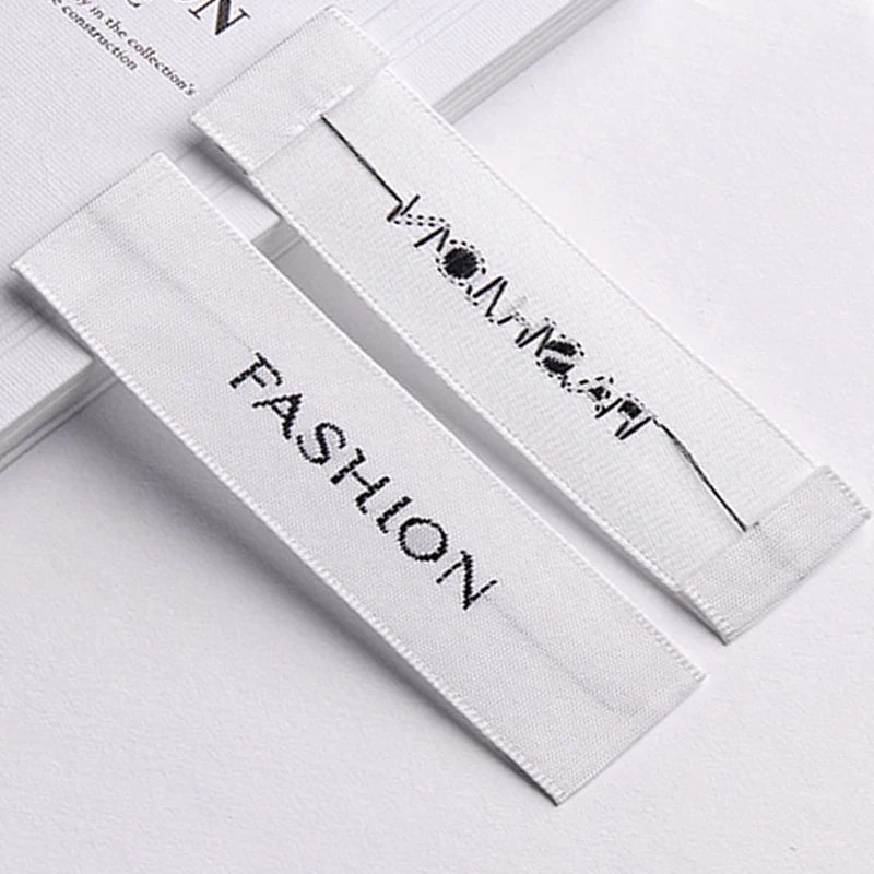 

Wholesale customized garment labels/woven labels/main label/embroidered tag loop fold 1000pcs