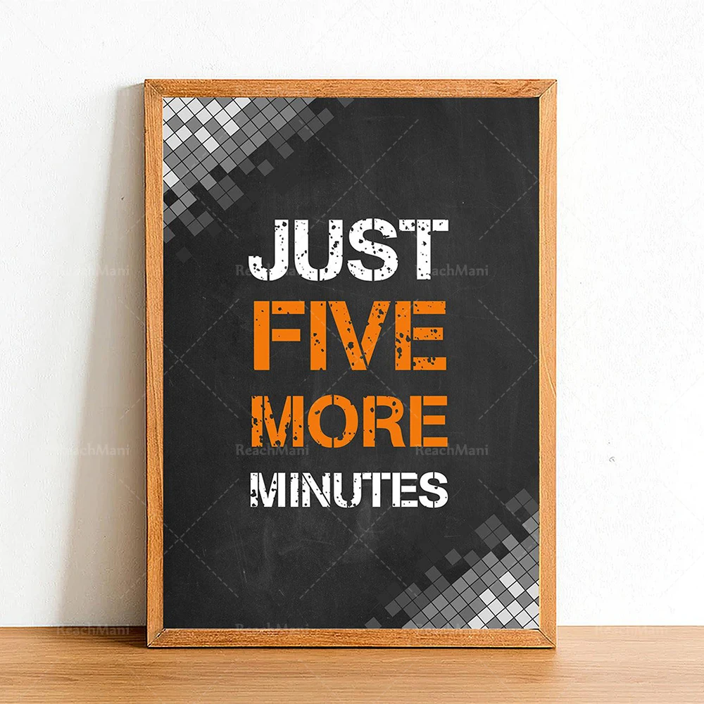 Just Five More Minutes - Gaming Poster Print - Gamer Wall Art Home Decor - Boys Bedroom Gift Posters - Colour Options
