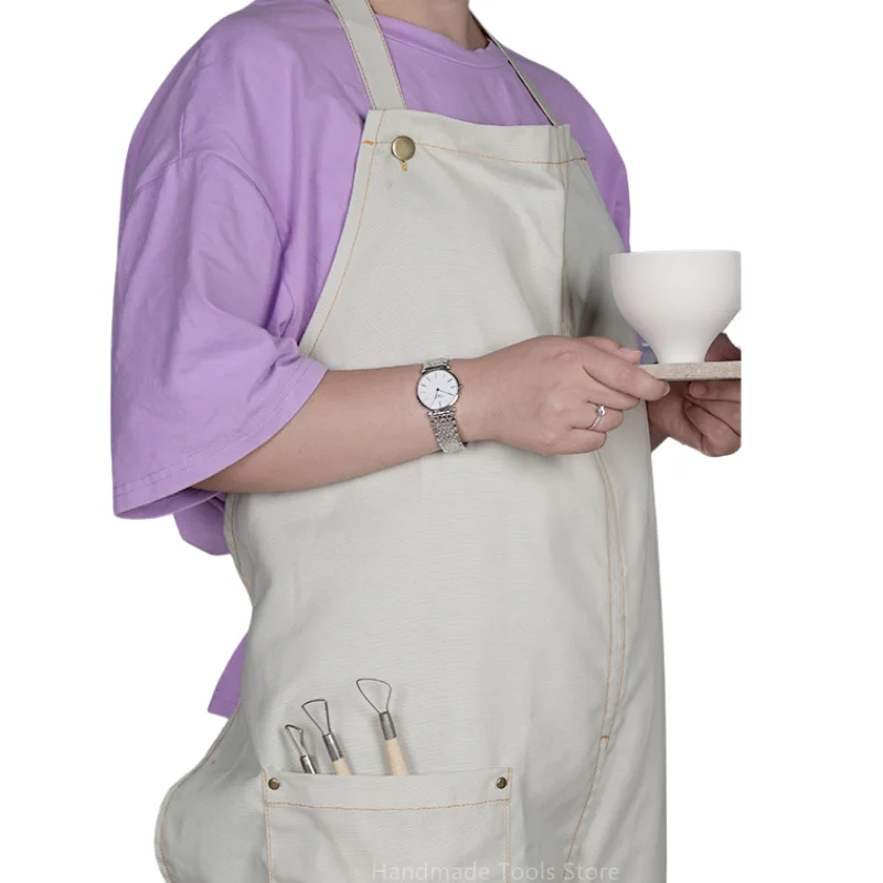 Pottery Art Apron for Adult Split Leg Design DIY Ceramic Clay Sculpture Mud-Retaining Overalls Anti-oil Anti-Fouling