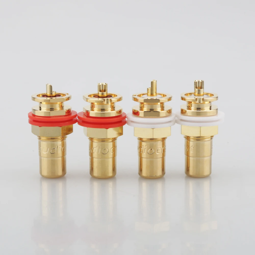 

4PCS Audiocrast Socket Rca Socket brass Gold Plated RCA Socket HIFI RCA Socket RCA JACK Adapter