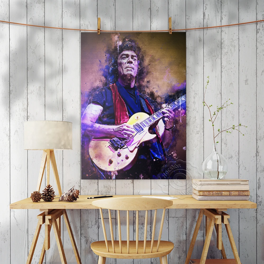 Rock Band Chief Guitarist Steve Hackett Poster, Britain Blues Musician Hackett Watercolour Print, Fans Collecting Home Decor