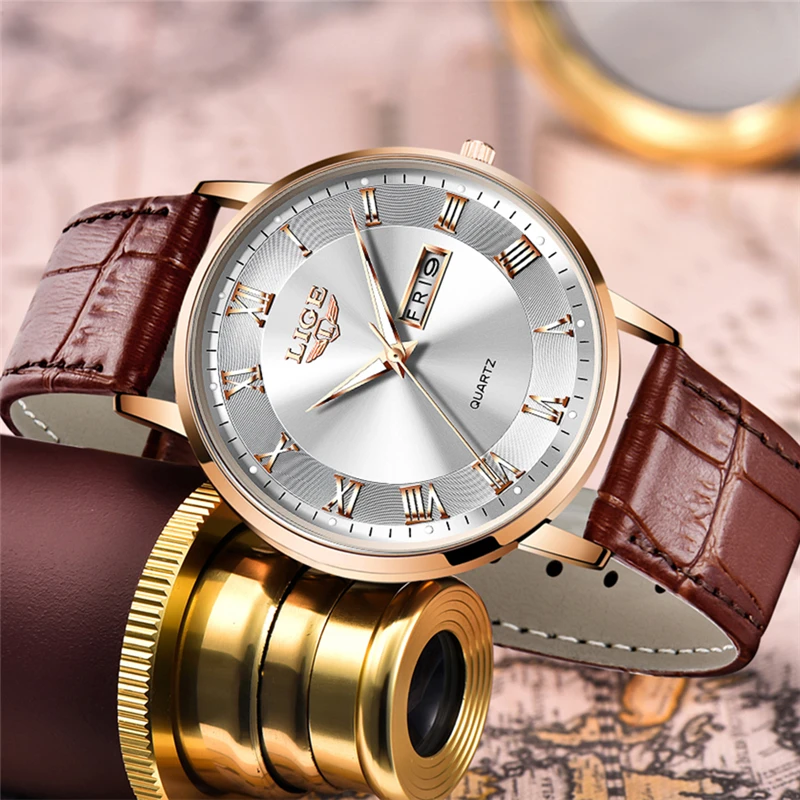 Brand LIGE Women Watch Rose Gold Montre Femme Women  Ultra-thin Fashion Relojes Para Mujer Luxury Lady Wrist Watches Reloj Mujer