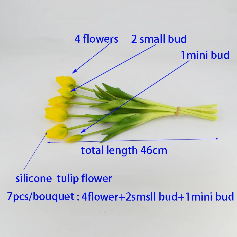 7pcs/Bouquet New Silicone Tulip Artificial Flower Real Touch 46cm Fake Flower  for Wedding Decoration Flowers Home Garen Decor