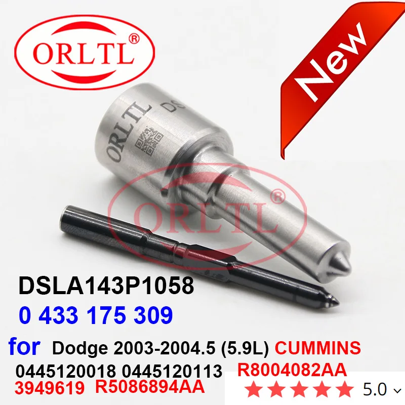 

ORLTL Diesel Fuel Injector Nozzle DSLA143P1058 0 433 175 309 0433175309 for CUMMINS 3949619 R5086894AA R8004082AA 0445120018