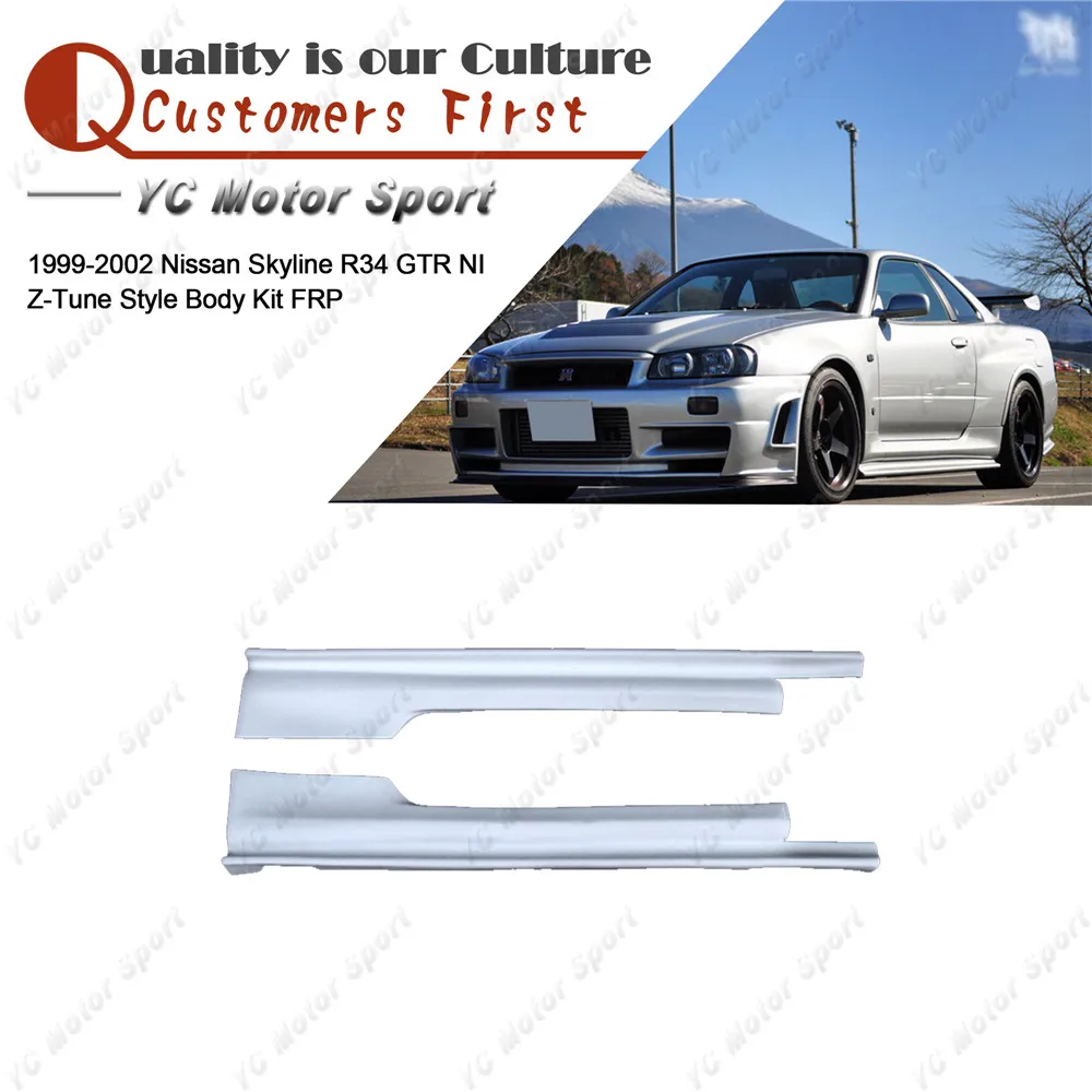 Car Accessories FRP Fiber Glass NI Z-T Style Side Skirts Fit For 1999-2002 Skyline R34 GTR Side Skirt Cover