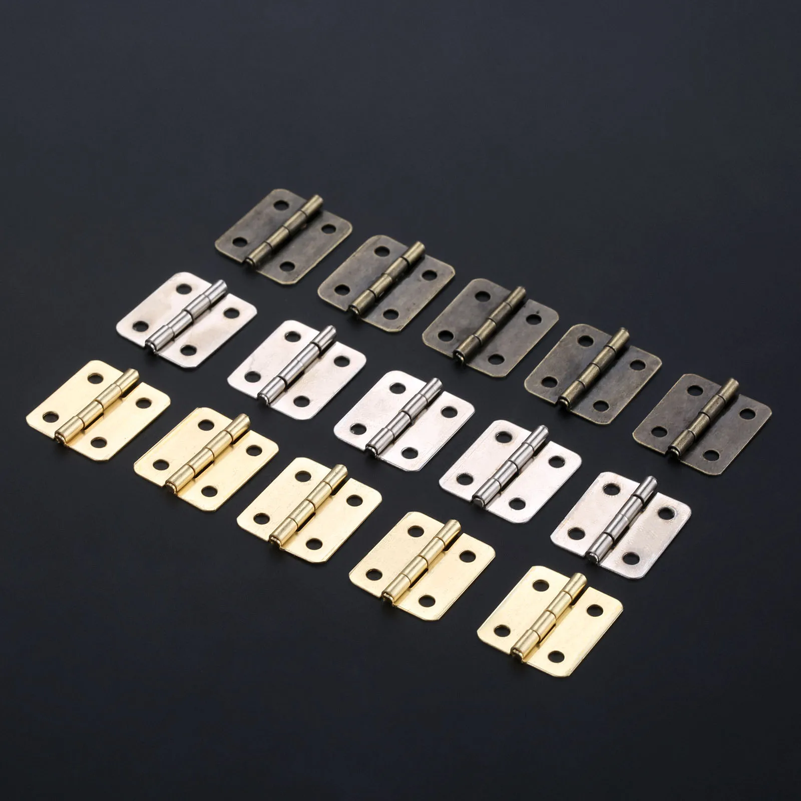 10 Pcs 18*16mm Vintage Door Cabinet Luggage Hinges Jewelry Wood Box Hinge Furniture Decor with Screws Antique Bronze/Silver/Gold