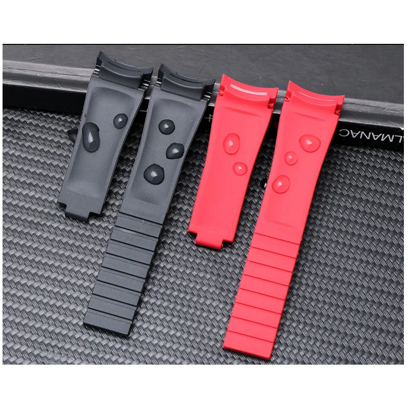 20mm 21mm High quality Rubber watch strap for Rolex wristband  black blue curved end waterproof silicon watches band bracelet