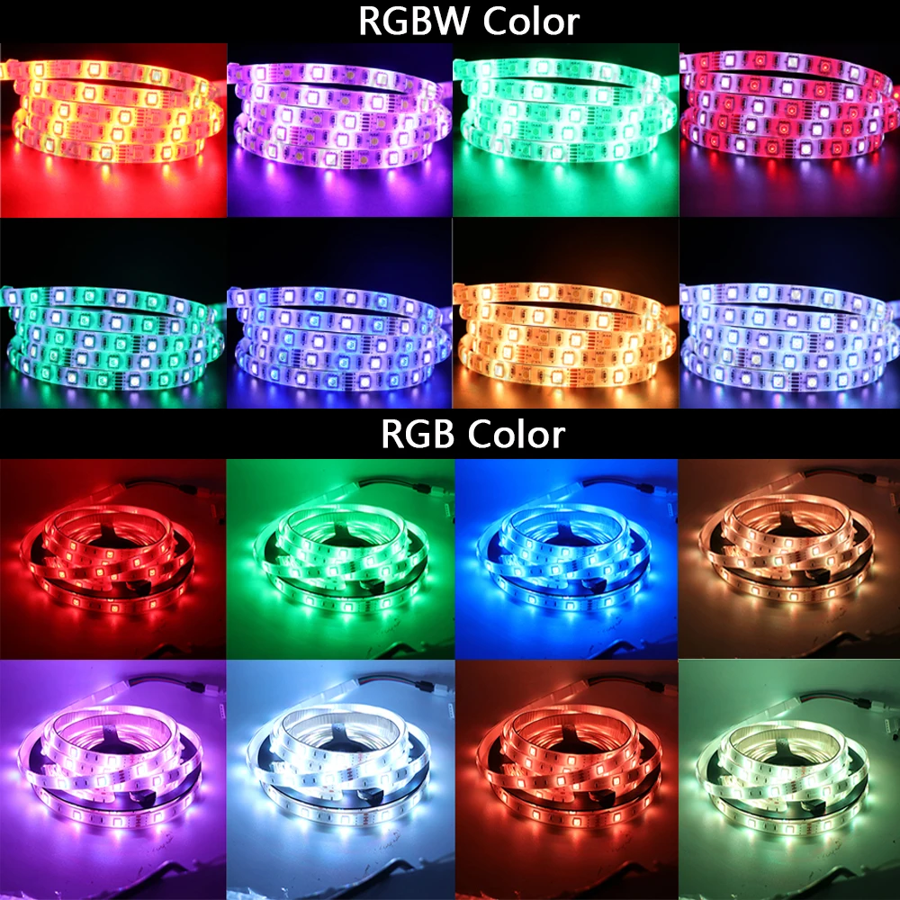5M RGB LED Strip Light With Remote Control SMD 5050 RGBW RGBWW Flexible LED Tape Light IP65 Waterproof Fita LED Light + Adapter