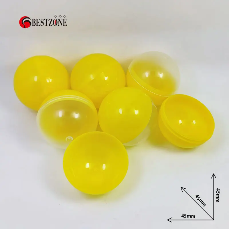 

100Pcs 45mm Half Transparent Half Yellow Plastic Capsule Toy Surprise Ball for Wedding Party Holiday Decor Vending Machine