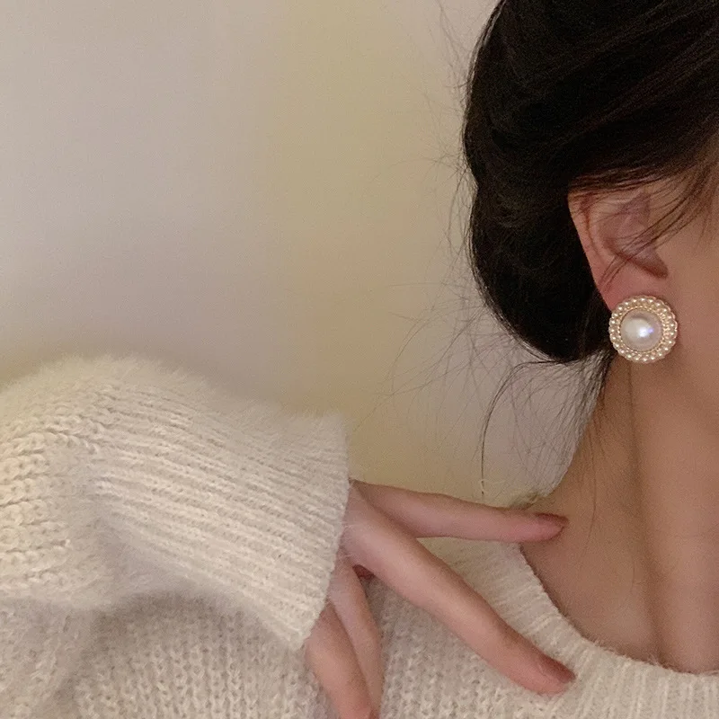 CAOSHI Trendy Style Imitation Pearl Design Stud Earrings for Women Exquisite Daily Wearable Jewelry Elegant Wedding Accessories
