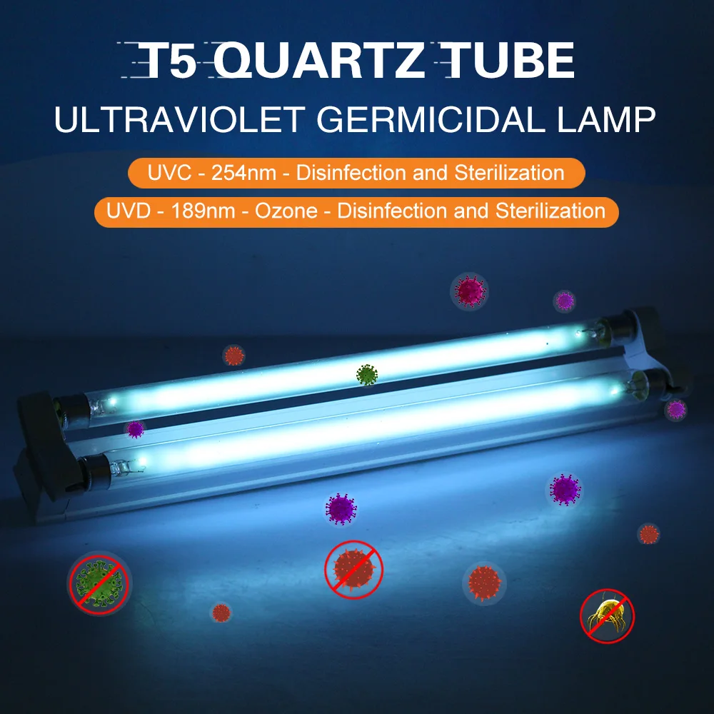 16W/220V Ultraviolet Germicidal Lamp UVC Sterilizer Kill Dust Mite Eliminator 254nm Double-sterilized UV Quartz Lamp For Home