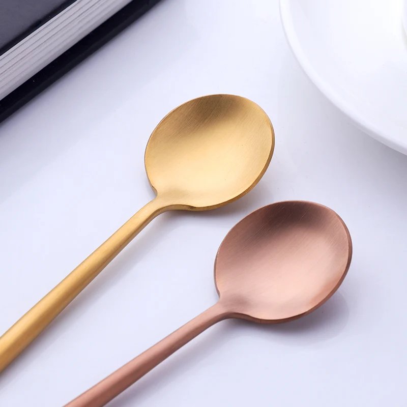 Small Coffee Spoon Stainless Steel Gold Milk Coffee Stirring Spoon For Coffee Bar Household Flavored Spoon Drinking Flatware