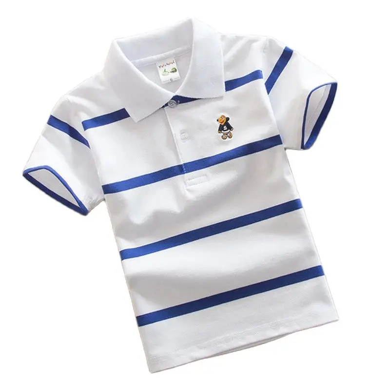 Baby Boy Polo Shirt 2-15 Years Teenagers Summer Kids Children Toddler Short Sleeve Shirts Tops Stripes Fashion Cotton Clothing