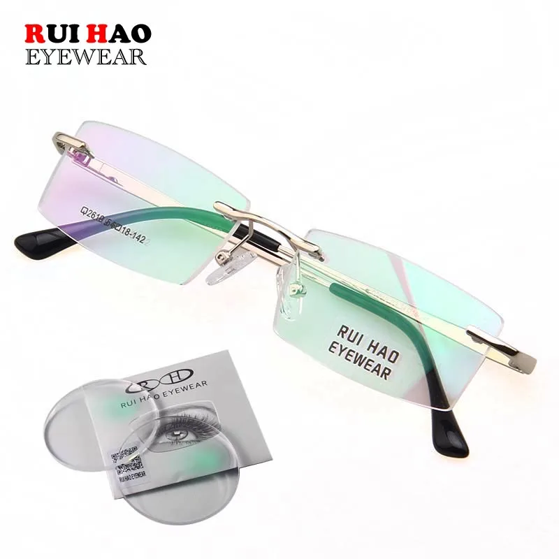 Rimless Frame Customize Prescription Glasses Full Myopia Hyperopia Resin Lenses Fashion Eyeglasses Clear Resin Lenses 2619