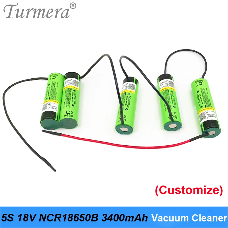 

Turmera battery 5s 18v 21v ncr18650b 18650 3400mah battery for 18v 21v vacuum cleaner screwdriver battery customized welding