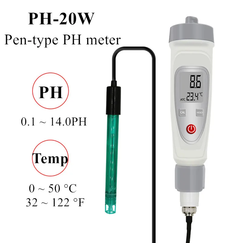 

PH-20W Portable Digital Water Quality Tester accuracy 0.1 Pen PH Meter Water Quality External Connection Electrode Tester40%off