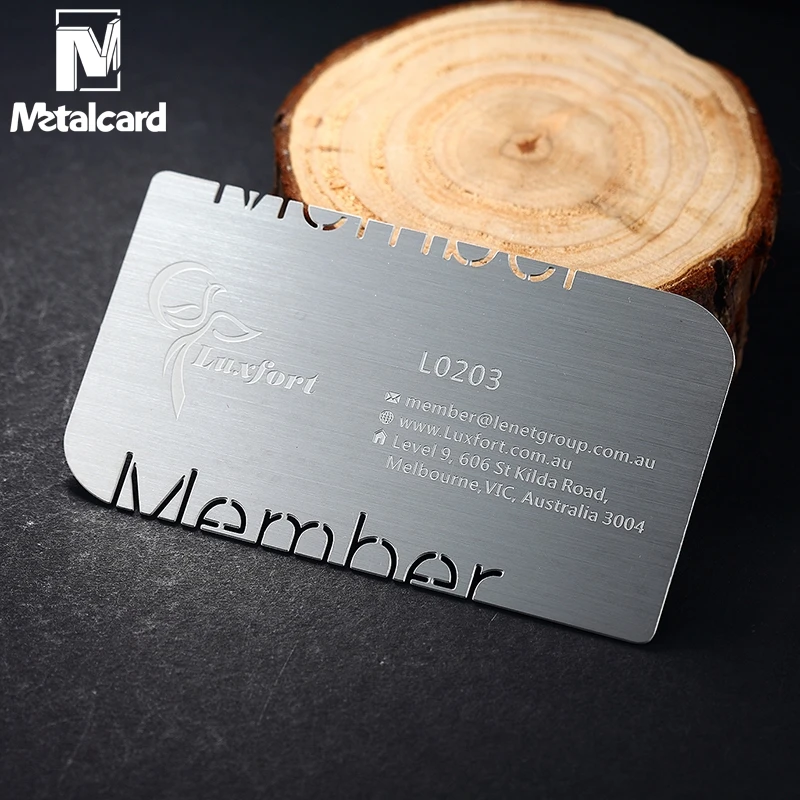 

Metal card stainless steel brushed business card hollow membership card business card design customization