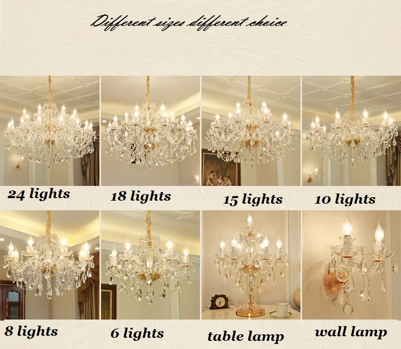 Imagem -06 - Estilo Europeu Moderno Crystal Clear Chandelier Luzes Penduradas Luminária para Casa Decoração de Iluminação Dourada e Prateada k9