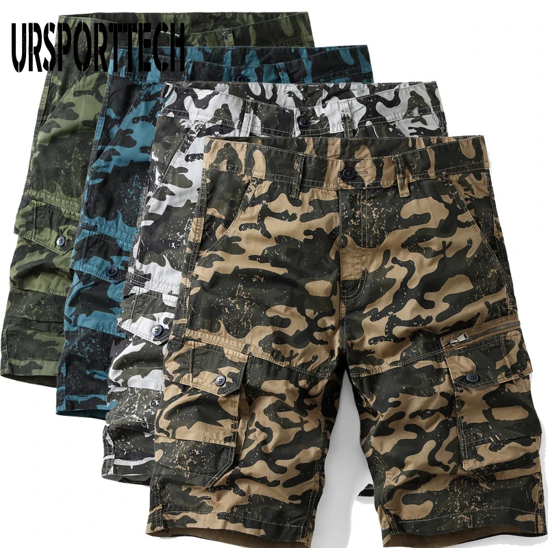 2024 Summer Clothing Shorts Men Casual Sportswear Shorts Men Cotton Big Size Homme Men Knee Length  Pocket Camouflage Men Shorts