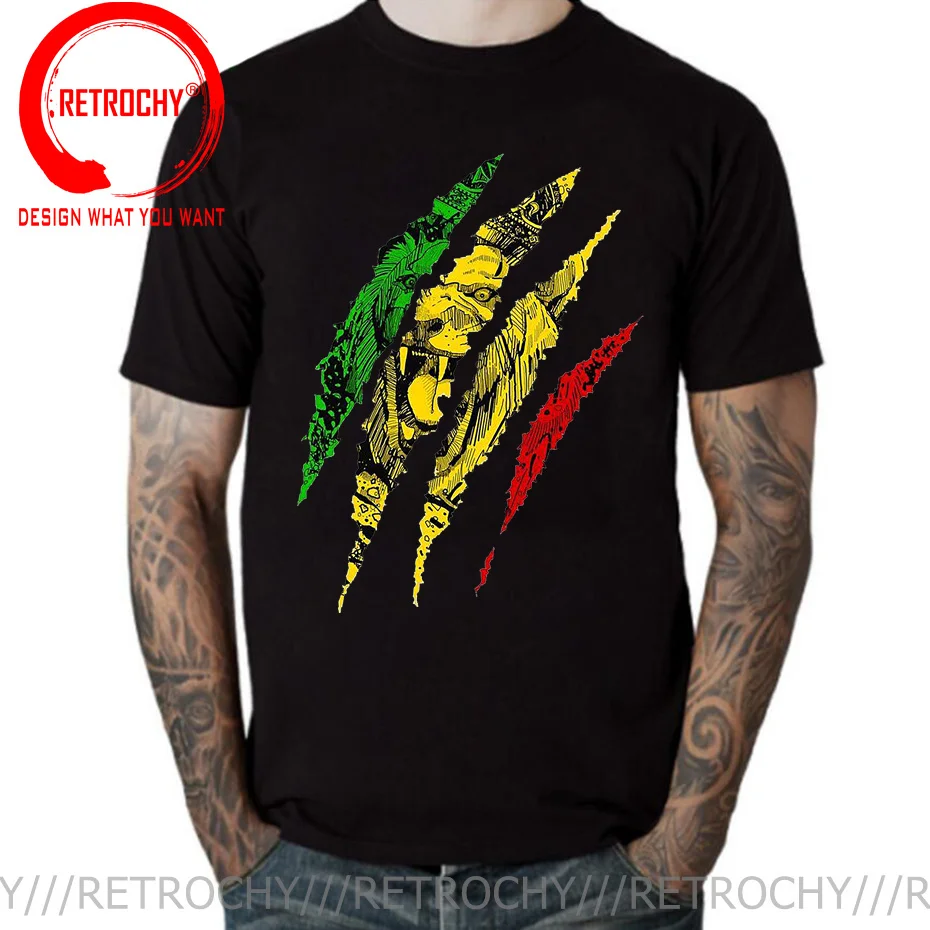 Fashion Lion Of Judah T shirt men Fantastic Bob Marley Reggae Music Rastafari Rasta T shirt Ethiopia Zion Lion King Tee Clothing