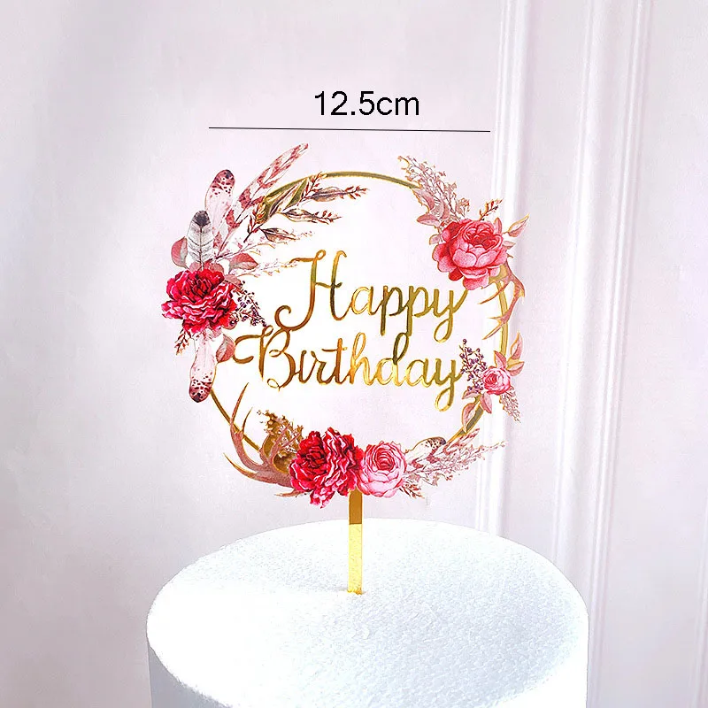 Gold Unicorn Acrylic Cake Topper Flamingo Happy Birthday Cupcake Topper For Baby Shower Mermaid Unicorn Party Cake Decorations image 4