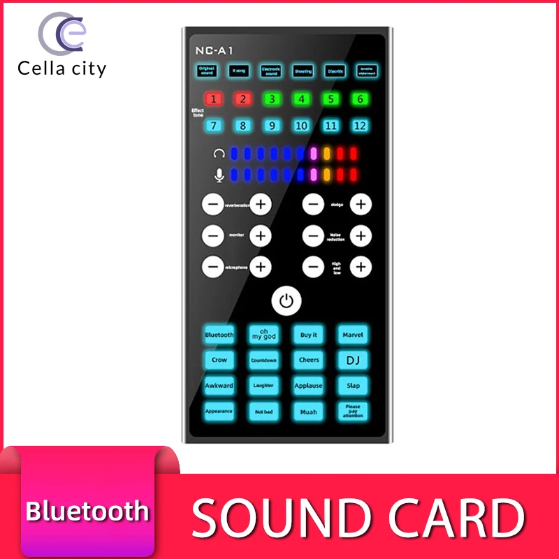 

Audio Interface Sound Card Mini Mobile Phone Live Streaming Professional Computer Microphone Recording Bluetooth Voice Changer