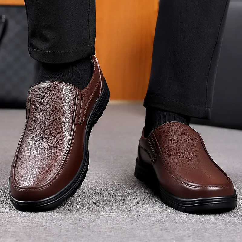 Genuine Leather Shoes Men Brand Footwear Non-slip Thick Sole Fashion Men\'s Casual Shoes Male High Quality Cowhide Loafers