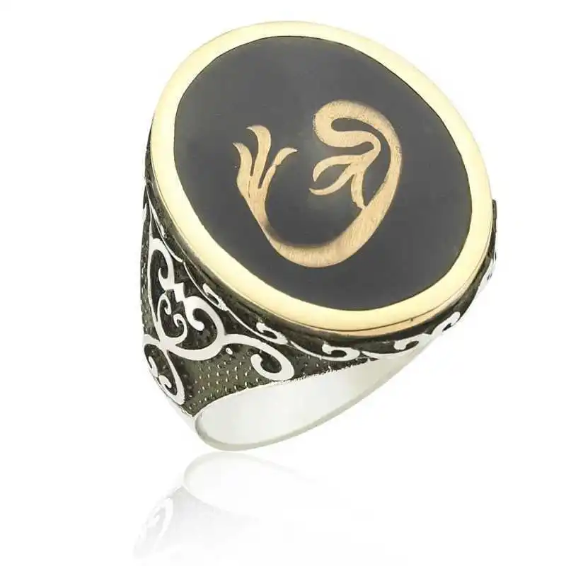 Silver Letter Vav Men's Ring - 925 Sterling Men's Jewelry Wedding Birthday Gift - Box - Man - Fashion - Botiva - Size - Turkish - Patterned Embroidery