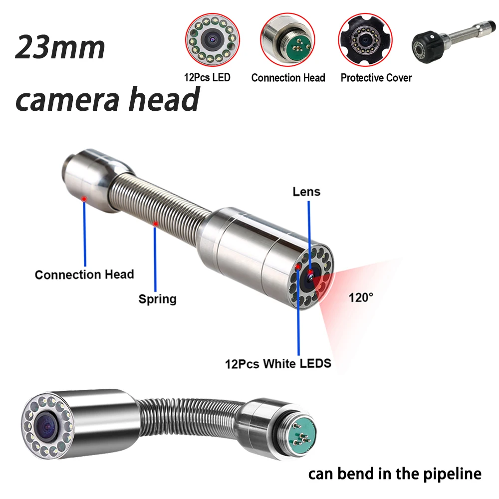 

23mm Lens Waterproof Stainless Steel Industrial Pipeline Sewer Inspectiion Endoscope Video Camera Head for TP9000/TP9200/TP9300