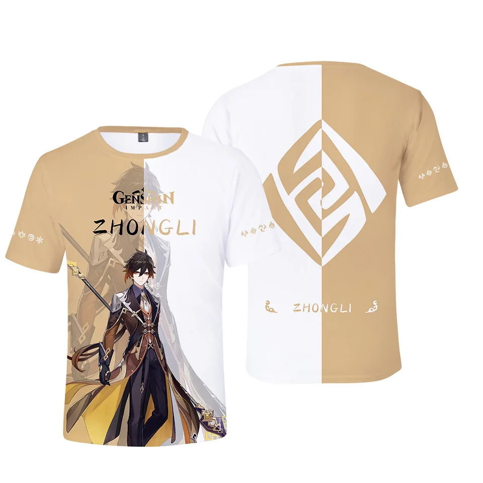 Genshin Impact 3D T Shirt Women Men Hutao Bennett Diluc Klee Yanfei Xinyan Ningguang Zhongli Albedo Noelle Cosplay Costume