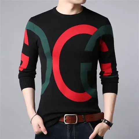 Knitted men's sweater thin spring 2020 new middle-aged men's sweater loose Korean base shirt