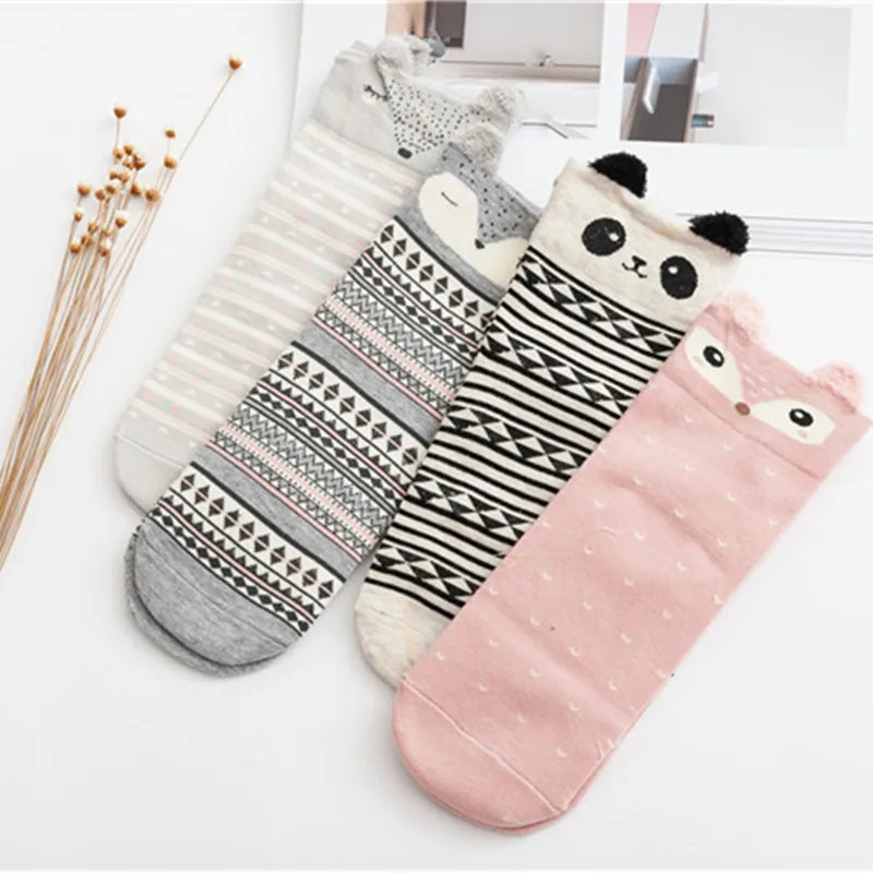 Lovely Small Ear Cartoon Animal Socks Cute Rabbit Panda Fox Harajuku Style Meias Funny Gifts Fashion Sokken Hot Sell Dropship