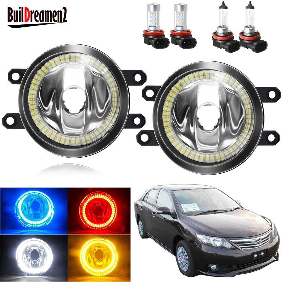 Angel Eye Fog Light Assembly For Toyota Allion 2/ii 2007 2008 2009 2010 Car Front Bumper Fog Light With Halo Ring H11 12V