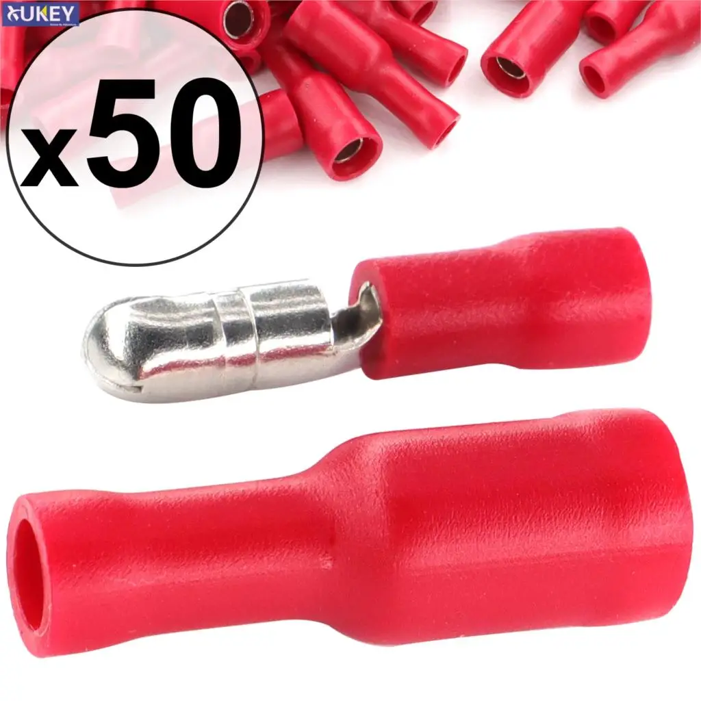 100x Red Car Audio Wiring Wire Insulated Connector Bullet Connectors Crimp Terminals Cable Blocks Electrical Parts Accessories