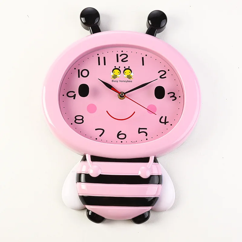 Bee Shape Wall Clock Vintage bee Bell Timer Living Room Pendulum Clock Crafts Art Watch Clock Home Decor 1PC