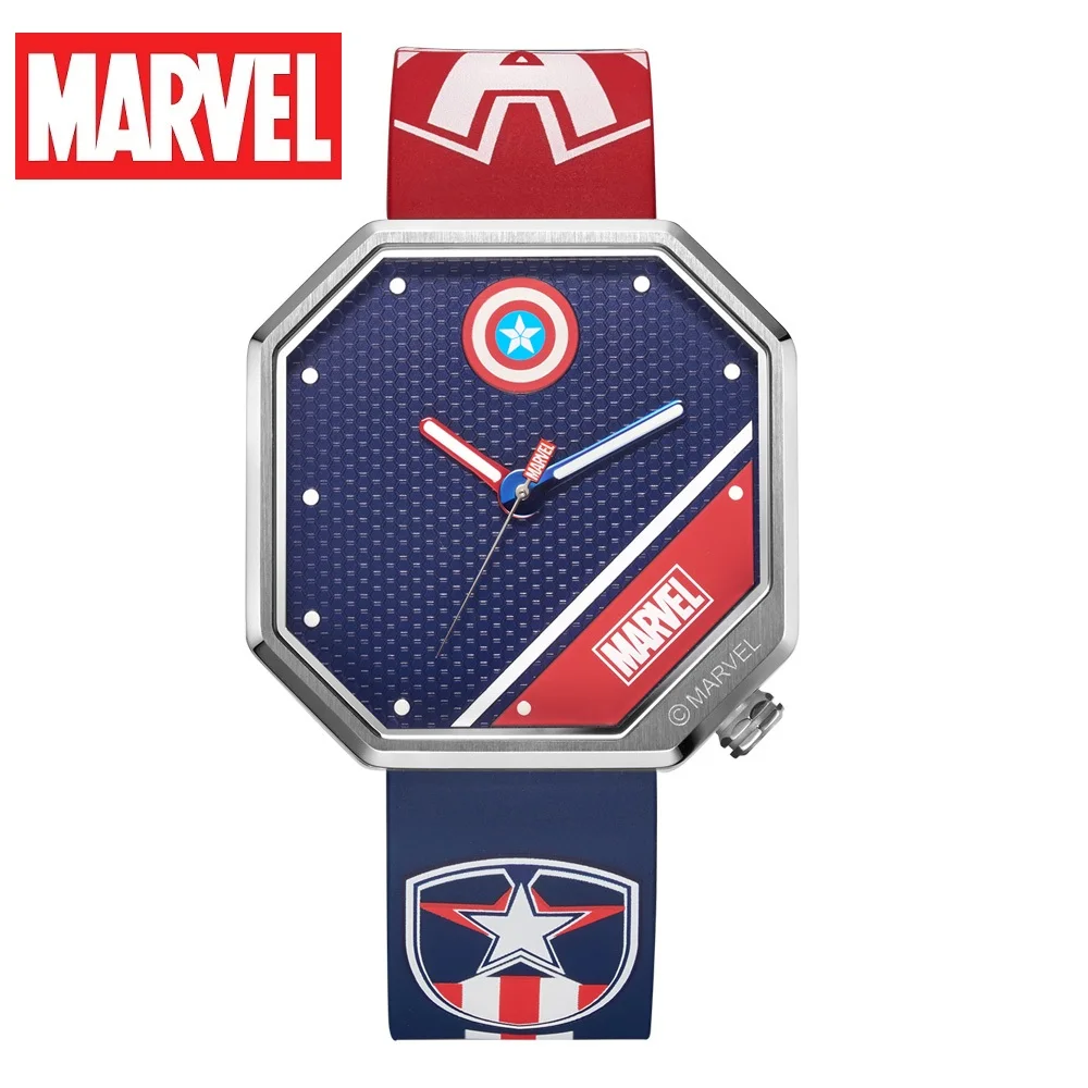 Disney Original Marvel The Avengers Captain America Antique Waterproof Clock Male Watch Quartz WristWatch Relogio Masculino 9137